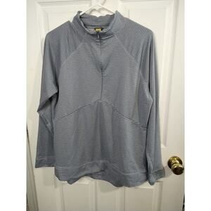 Eddie Bauer Woman M Activewear Pullover Grey Striped 1/2 Zip Long Sleeve...